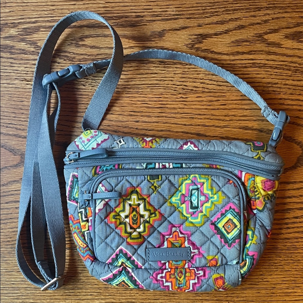 NWOT. Vera Bradley Gray and Multicolor Quilted Crossbody Bag/Fanny pack